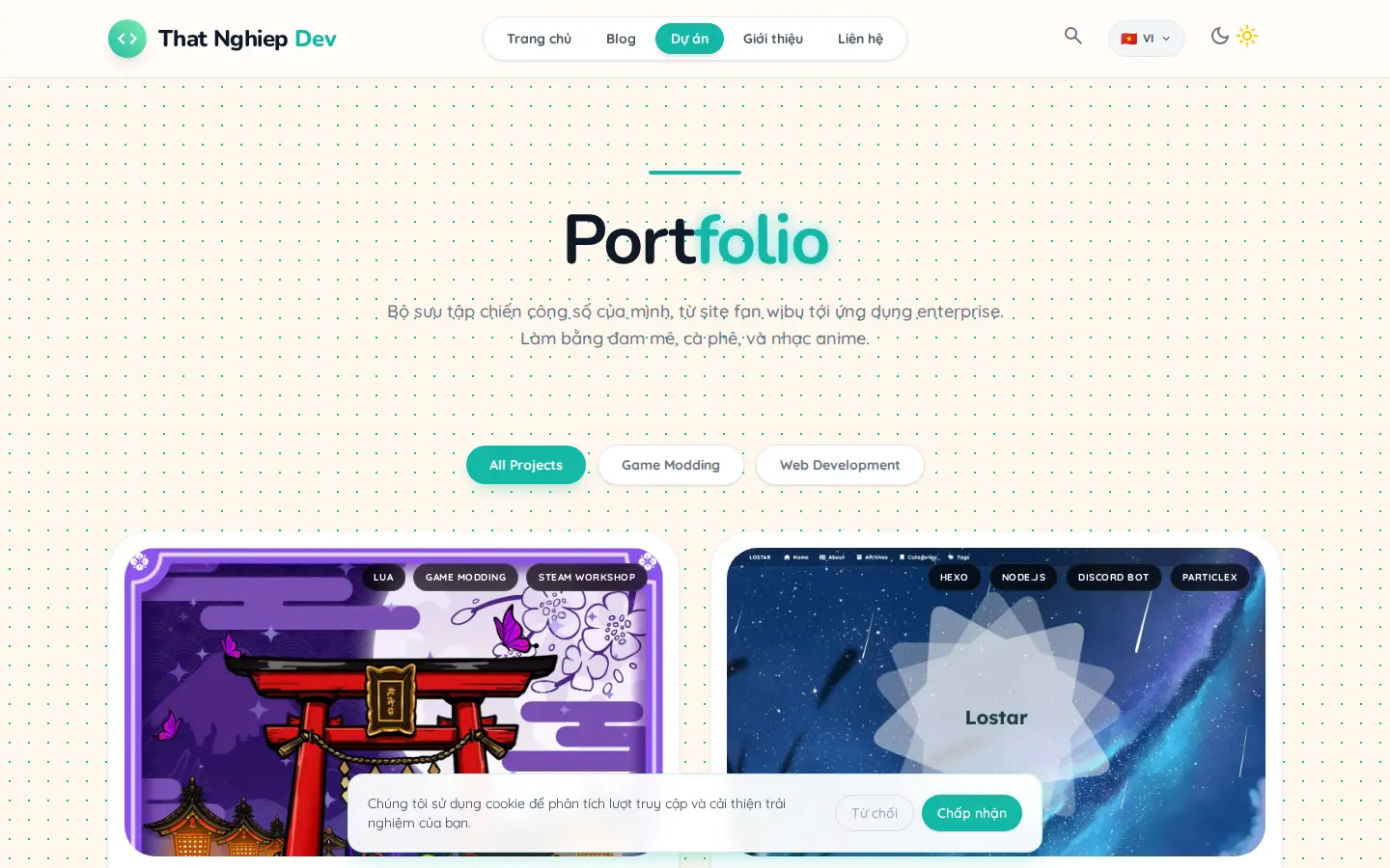 thatnghiep.dev portfolio page