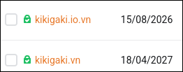 Ảnh chụp thông tin domain KikiGaki cũ trong quá trình làm website nghe chép chính tả tiếng Nhật